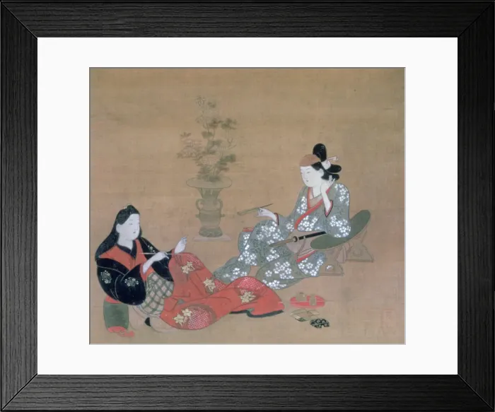Framed Print : Courtesan Entertaining an Actor, c1695. Artist: Furuyama Moroshige Framed Print : Courtesan Entertaining an Actor, c1695. Artist: Furuyama Moroshige