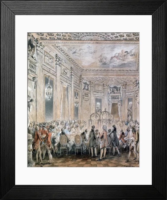 Framed Print : Feast at Louveciennes, 1771. Artist: Jean-Michel Moreau Framed Print : Feast at Louveciennes, 1771. Artist: Jean-Michel Moreau