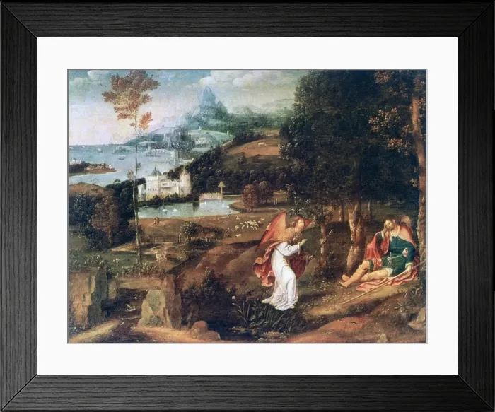 Framed Print : Landscape Scene with Saint Roch, c1500-1524. Artist: Joachim Patinir Framed Print : Landscape Scene with Saint Roch, c1500-1524. Artist: Joachim Patinir