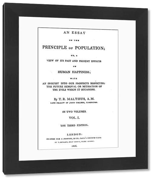 Title page of Essay on the Principle of Population by Thomas Malthus, 1806. Artist: Thomas Malthus