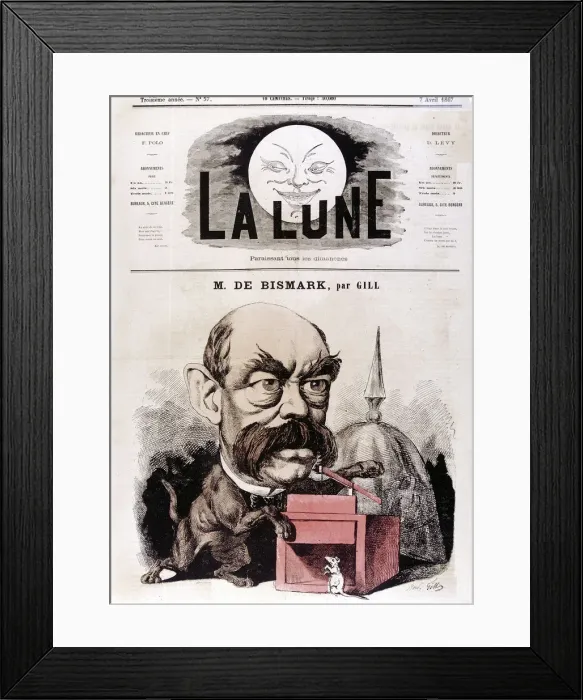 Framed Print : Otto von Bismarck German statesman, when Conservative Deputy and Inspector of Dykes, 1867. Artist: Andre Gill Framed Print : Otto von Bismarck German statesman, when Conservative Deputy and Inspector of Dykes, 1867. Artist: Andre Gill
