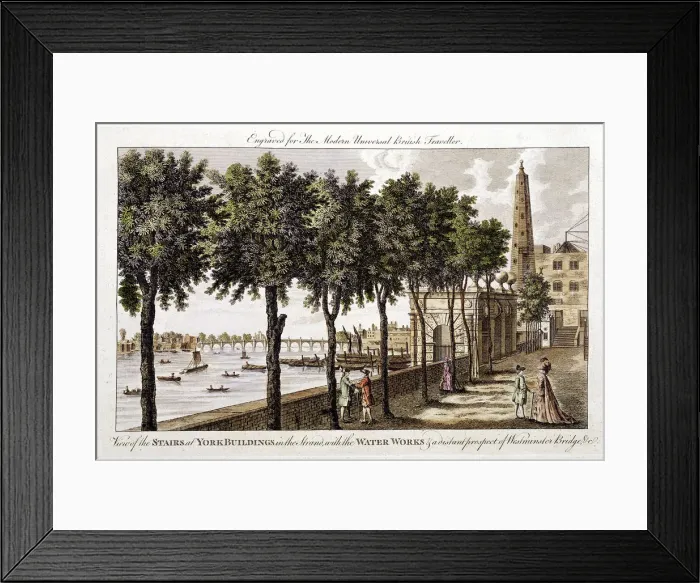 Framed Print : Waterworks at York Buildings, Strand, supplying water to London from the Thames, 1790 Framed Print : Waterworks at York Buildings, Strand, supplying water to London from the Thames, 1790
