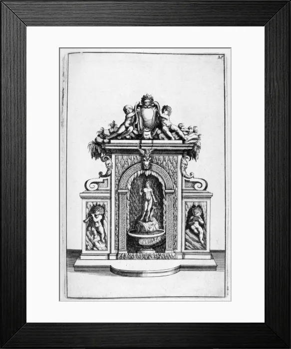 Framed Print : Fountain design, 1664. Artist: Georg Andreas Bockler Framed Print : Fountain design, 1664. Artist: Georg Andreas Bockler