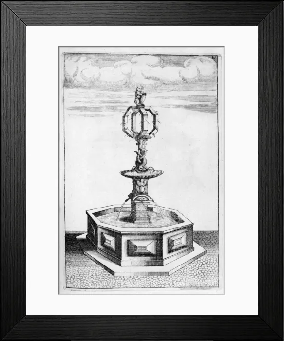 Framed Print : Fountain design, 1664. Artist: Georg Andreas Bockler Framed Print : Fountain design, 1664. Artist: Georg Andreas Bockler