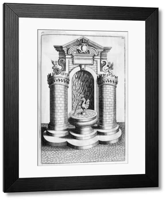 Framed Print : Fountain design, 1664. Artist: Georg Andreas Bockler Framed Print : Fountain design, 1664. Artist: Georg Andreas Bockler