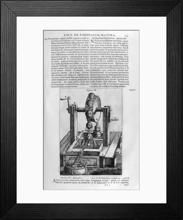 Framed Print : Hydraulic machine IV, 1678. Artist: Athanasius Kircher Framed Print : Hydraulic machine IV, 1678. Artist: Athanasius Kircher