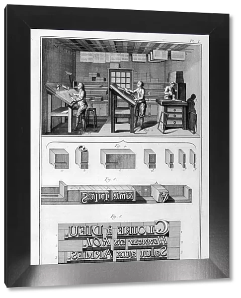 Interior of a Printing Works, type setting, 1751-1777. Artist: Denis Diderot
