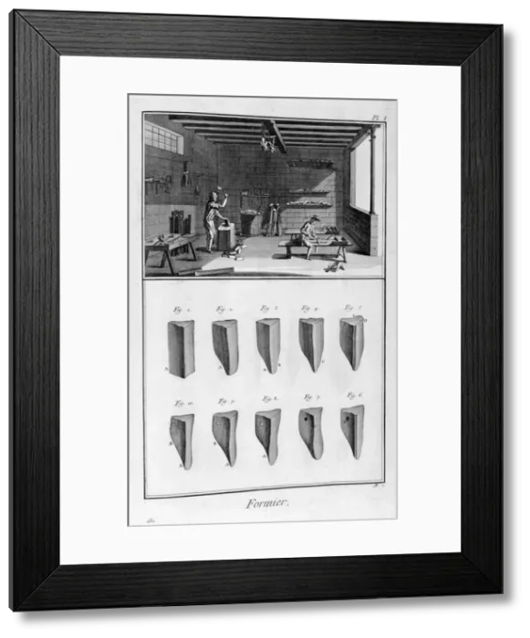Framed Print : Shoe tree makers, 1751-1777. Artist: Denis Diderot Framed Print : Shoe tree makers, 1751-1777. Artist: Denis Diderot