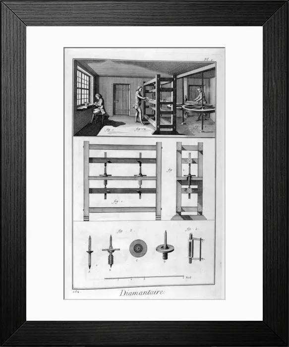 Framed Print : Diamond cutter, 1751-1777 Framed Print : Diamond cutter, 1751-1777