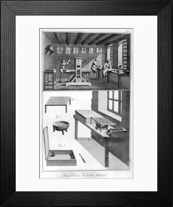 Framed Print : Interior of a Printing Works, 1751-1777 Framed Print : Interior of a Printing Works, 1751-1777