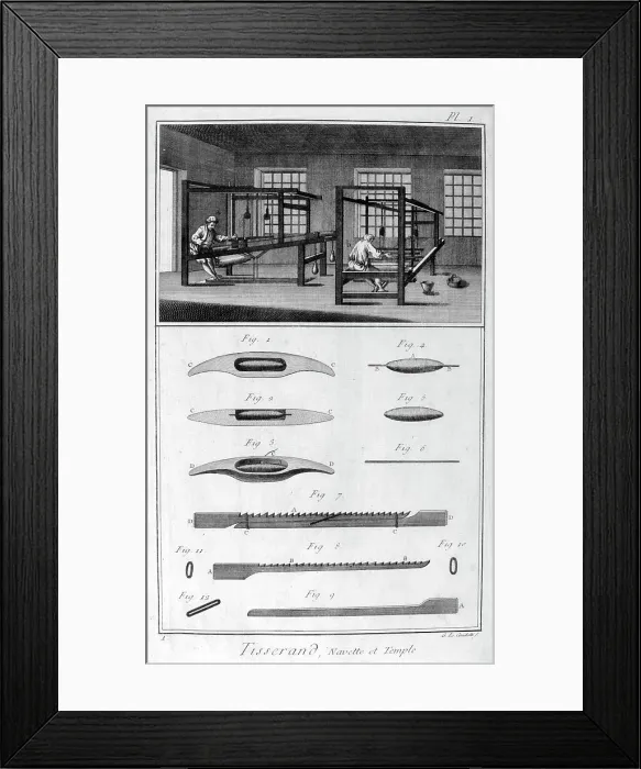 Framed Print : Weavers, 1751-1777. Artist: Denis Diderot Framed Print : Weavers, 1751-1777. Artist: Denis Diderot