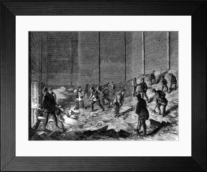 Framed Print : Storing ice in insulated sheds at Charless Ice Store, Chelsea, London, 1861 Framed Print : Storing ice in insulated sheds at Charless Ice Store, Chelsea, London, 1861