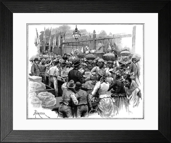 Framed Print : Ice stall in the market, Georgetown, Demerara, Guyana (British Guiana), 1888. Artist: Amedee Forestier Framed Print : Ice stall in the market, Georgetown, Demerara, Guyana (British Guiana), 1888. Artist: Amedee Forestier