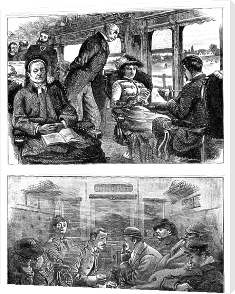 Passengers on a London to Glasgow train, 1884