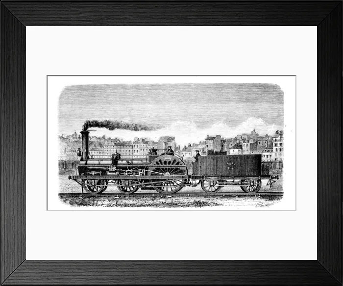 Framed Print : Railway steam locomotive designed in 1849 by English engineer Thomas Russell Crampton Framed Print : Railway steam locomotive designed in 1849 by English engineer Thomas Russell Crampton