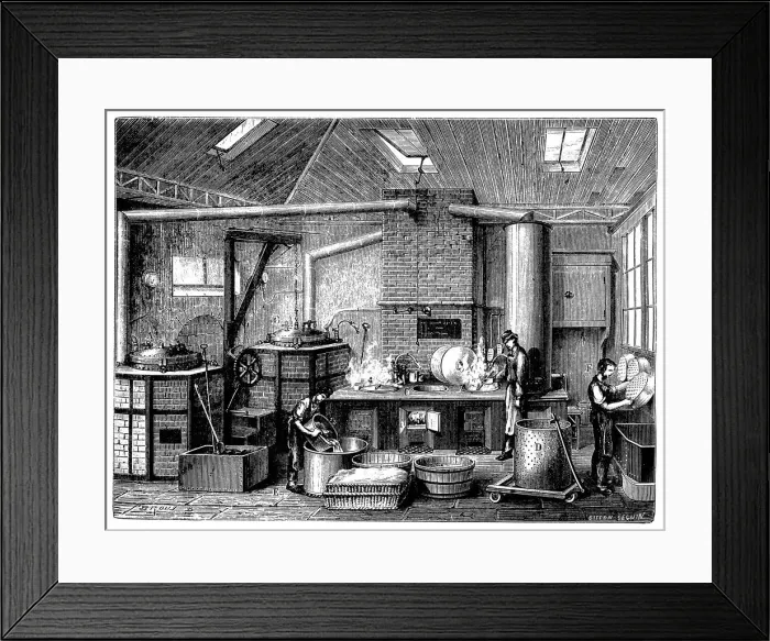 Framed Print : Kitchen of a food cannery, c1870 Framed Print : Kitchen of a food cannery, c1870