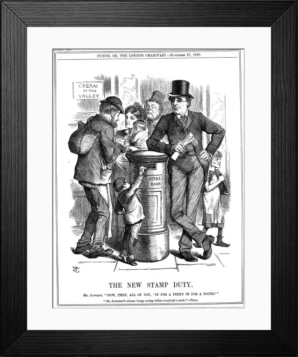 Framed Print : The New Stamp Duty, 1880. Artist: John Tenniel Framed Print : The New Stamp Duty, 1880. Artist: John Tenniel