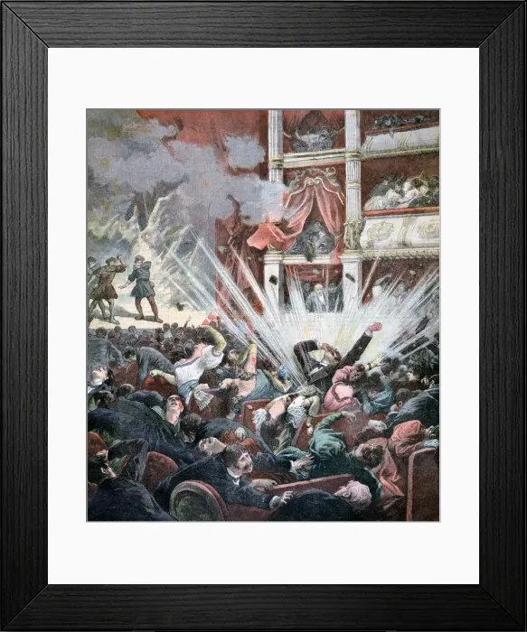 Framed Print : Bomb explosion in the Liceo Theatre, Barcelona, 1893 Framed Print : Bomb explosion in the Liceo Theatre, Barcelona, 1893