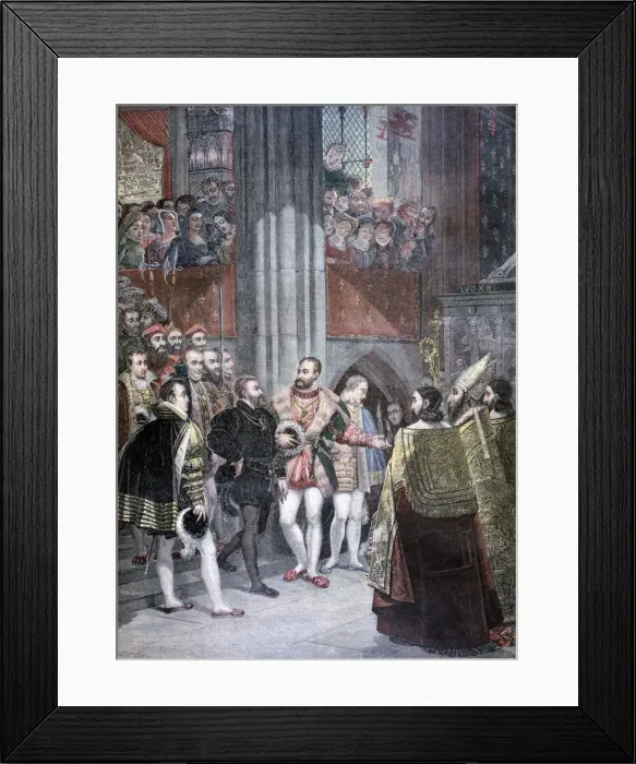 Framed Print : Charles I and Charles Quint in the Basilica of Saint Denis, Paris, 1893 Framed Print : Charles I and Charles Quint in the Basilica of Saint Denis, Paris, 1893