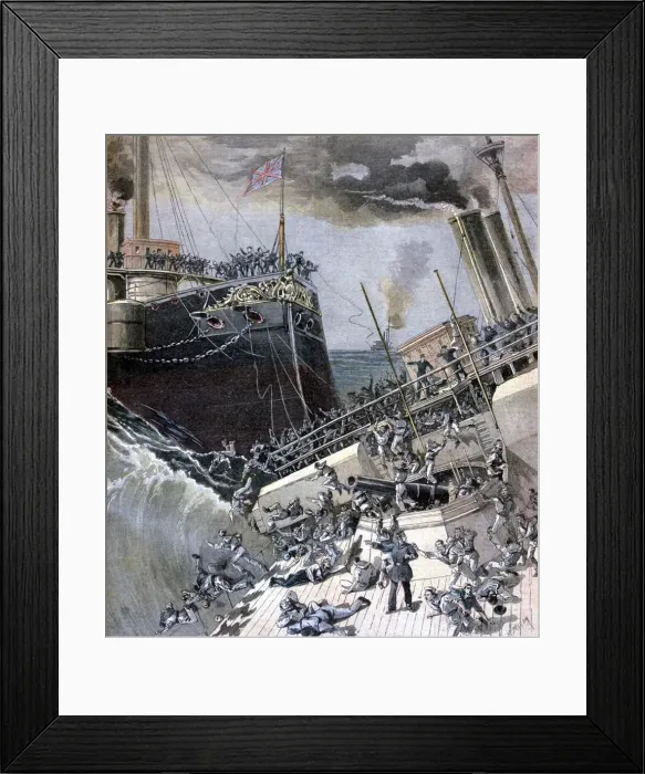 Framed Print : An Accident Aboard the Victoria, 22 June 1893. Artist: Henri Meyer Framed Print : An Accident Aboard the Victoria, 22 June 1893. Artist: Henri Meyer