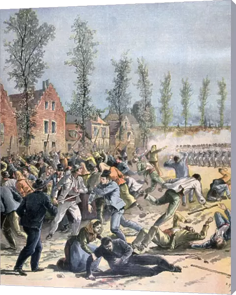 Rioting in Mons, Belgium, 1893. Artist: Henri Meyer