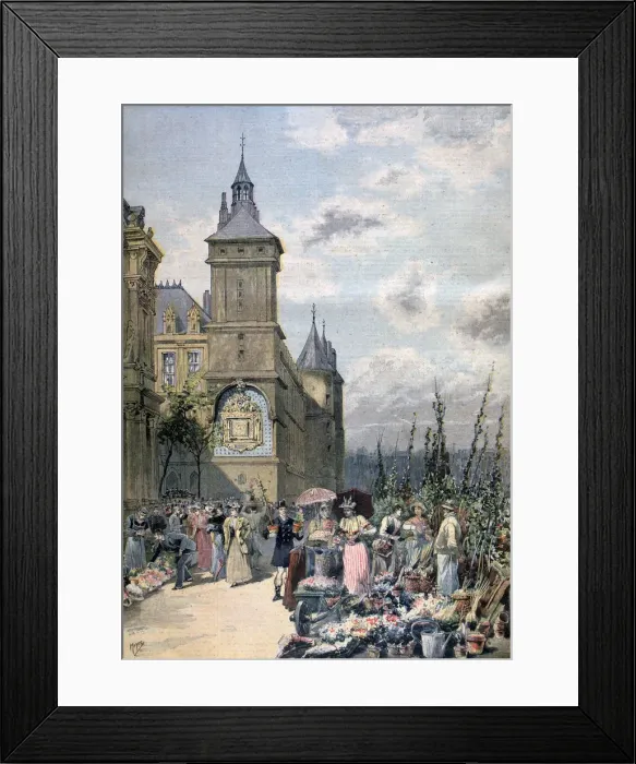 Framed Print : Flower market in spring, Paris, 1893. Artist: Henri Meyer Framed Print : Flower market in spring, Paris, 1893. Artist: Henri Meyer