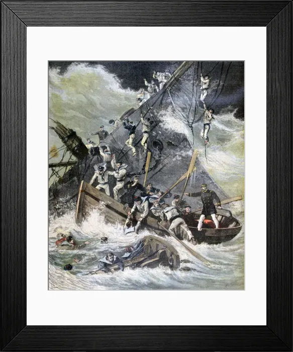 Framed Print : Shipwreck of the La Bourdonnais, Sainte Marie, Madagascar, 1893. Artist: Henri Meyer