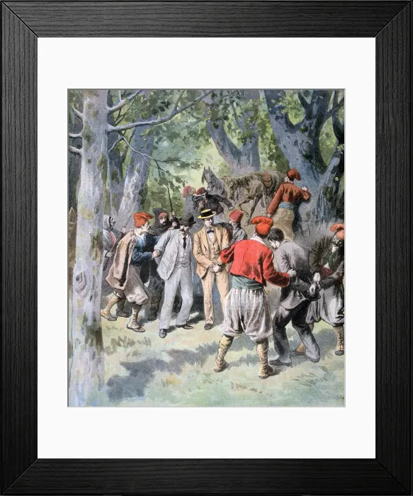 Framed Print : The capture of two french travelers by brigands in Sardinia, 1894 Framed Print : The capture of two french travelers by brigands in Sardinia, 1894
