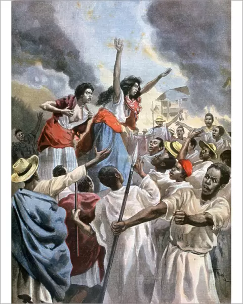 The royal princesses preaching the holy war in Madagascar, 1894. Artist: Oswaldo Tofani