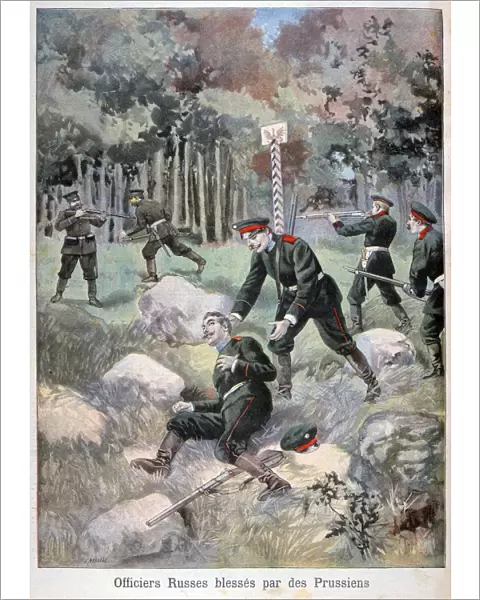Russian officer wounded by the Prussians, Russian border, 1898. Artist: F Meaulle