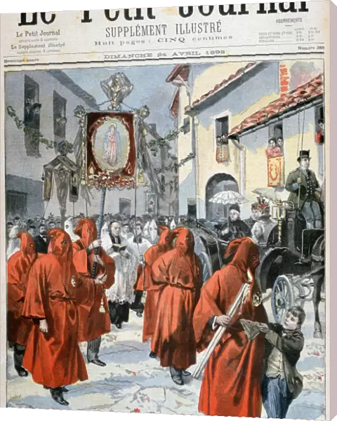 Queen Victoria watching the procession of the red penitents, 1898. Artist: F Meaulle