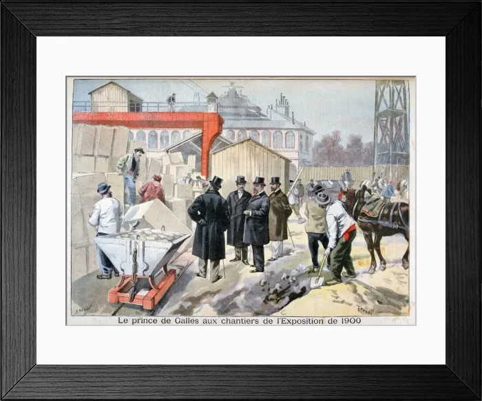 Framed Print : The Prince of Wales visiting the building sites for the Exposition Universelle of 1900, Paris, 1898. Artist: F Meaulle Framed Print : The Prince of Wales visiting the building sites for the Exposition Universelle of 1900, Paris, 1898. Artist: F Meaulle