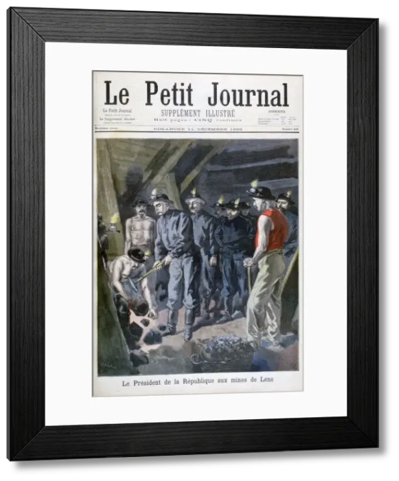 Framed Print : Felix Faure, President of the Republic, in the Mines at Lens, 1898. Artist: F Meaulle Framed Print : Felix Faure, President of the Republic, in the Mines at Lens, 1898. Artist: F Meaulle