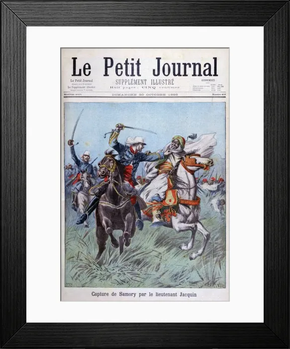Framed Print : The capture of Toure Samory by Lieutenant Jacquin near Guelemou in 1898. Artist: Henri Meyer Framed Print : The capture of Toure Samory by Lieutenant Jacquin near Guelemou in 1898. Artist: Henri Meyer