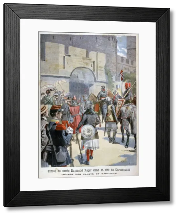 Framed Print : The entry of the Comte Raymond Roger into Carcassonne, France, 1898. Artist: F Meaulle Framed Print : The entry of the Comte Raymond Roger into Carcassonne, France, 1898. Artist: F Meaulle