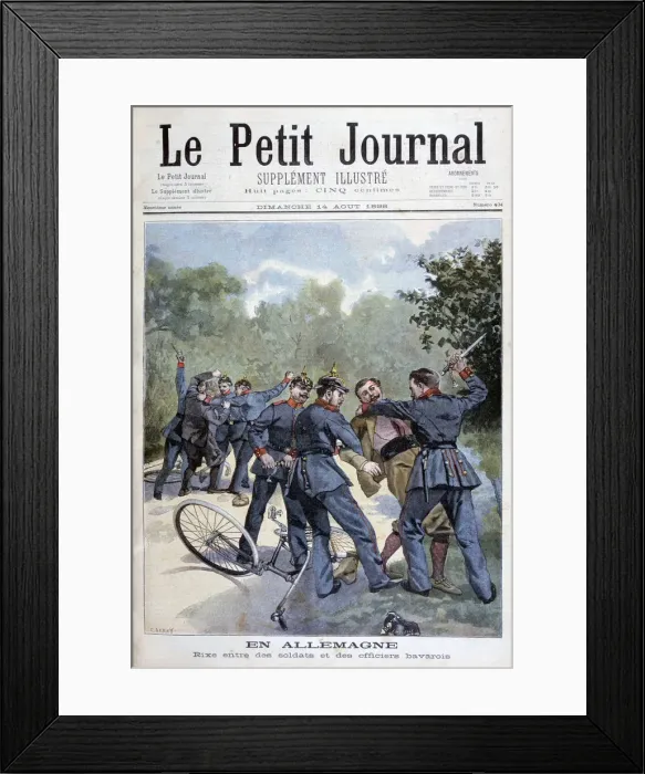 Framed Print : A brawl between German soldiers and Bavarian officers, Germany, 1898. Artist: F Meaulle Framed Print : A brawl between German soldiers and Bavarian officers, Germany, 1898. Artist: F Meaulle