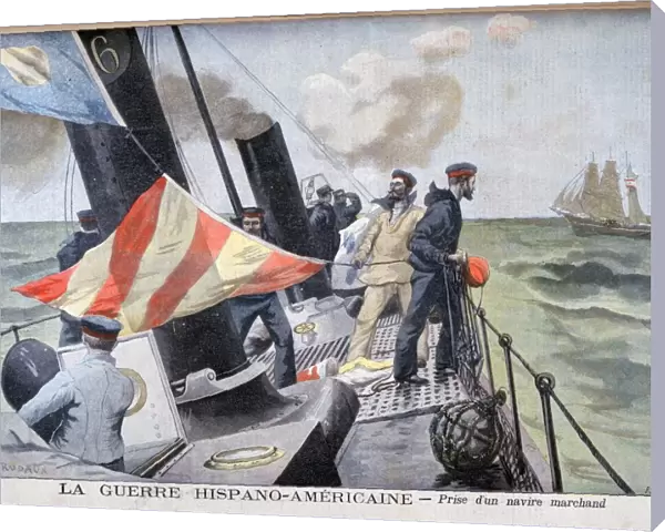 The catching of a merchant vessel, Spanish-American War, 1898. Artist: F Meaulle