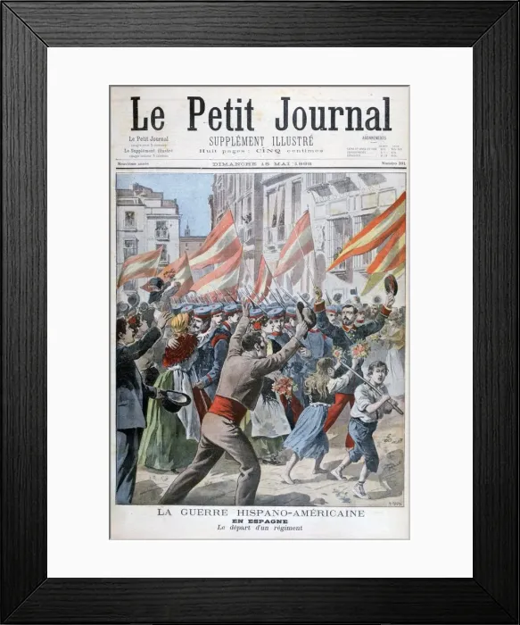 Framed Print : Departure of the regiment in Spain, Spanish-American War, 1898. Artist: Henri Meyer Framed Print : Departure of the regiment in Spain, Spanish-American War, 1898. Artist: Henri Meyer