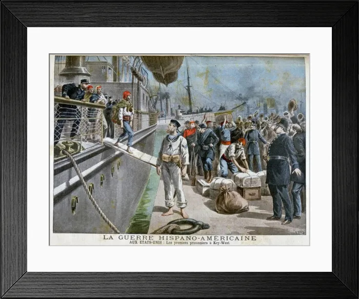 Framed Print : Spanish prisoners arriving at Key-West, Spanish-American War, 1898. Artist: Henri Meyer Framed Print : Spanish prisoners arriving at Key-West, Spanish-American War, 1898. Artist: Henri Meyer
