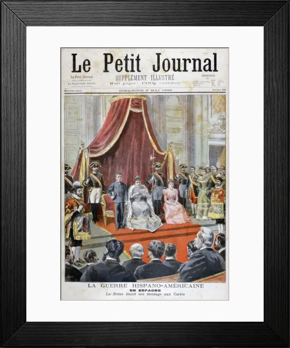 Framed Print : The Spainsh Queen giving a speech, Spanish-American War, 1898. Artist: F Meaulle Framed Print : The Spainsh Queen giving a speech, Spanish-American War, 1898. Artist: F Meaulle