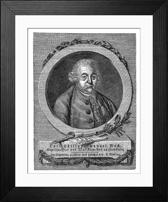Framed Print : Carl Philip Emanuel Bach (1714-1788), German composer and musician Framed Print : Carl Philip Emanuel Bach (1714-1788), German composer and musician