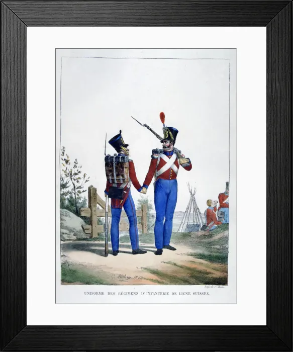 Framed Print : Uniform of a regiment of Swiss infantry, France, 1823. Artist: Charles Etienne Pierre Motte Framed Print : Uniform of a regiment of Swiss infantry, France, 1823. Artist: Charles Etienne Pierre Motte