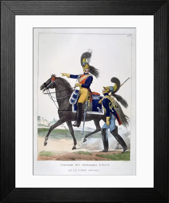 Framed Print : Uniform of the elite gendarmes of the royal guard, France, 1823. Artist: Charles Etienne Pierre Motte Framed Print : Uniform of the elite gendarmes of the royal guard, France, 1823. Artist: Charles Etienne Pierre Motte