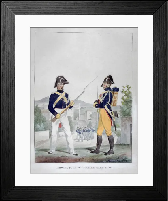 Framed Print : Uniform of the royal foot gendarmes, France, 1823. Artist: Charles Etienne Pierre Motte Framed Print : Uniform of the royal foot gendarmes, France, 1823. Artist: Charles Etienne Pierre Motte