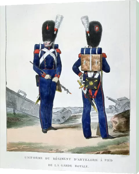 Uniform of a regiment of foot artillery of the royal guard, France, 1823. Artist: Charles Etienne Pierre Motte