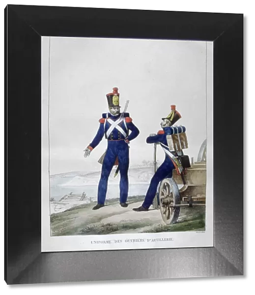 Uniform of artillerymen, France, 1823. Artist: Charles Etienne Pierre Motte