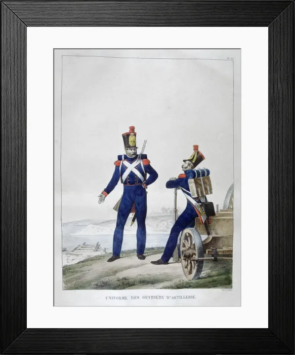 Framed Print : Uniform of artillerymen, France, 1823. Artist: Charles Etienne Pierre Motte Framed Print : Uniform of artillerymen, France, 1823. Artist: Charles Etienne Pierre Motte