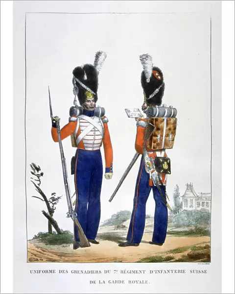 Uniform of the Swiss Grenadiers 7th Regiment of infantry of the royal guard, France, 1823. Artist: Charles Etienne Pierre Motte