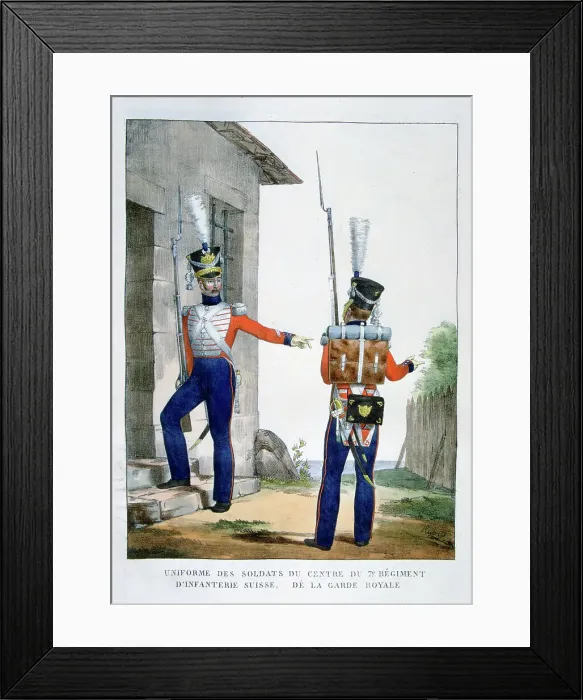 Framed Print : Uniform of the Swiss 7th Regiment of infantry of the royal guard, France, 1823. Artist: Charles Etienne Pierre Motte Framed Print : Uniform of the Swiss 7th Regiment of infantry of the royal guard, France, 1823. Artist: Charles Etienne Pierre Motte