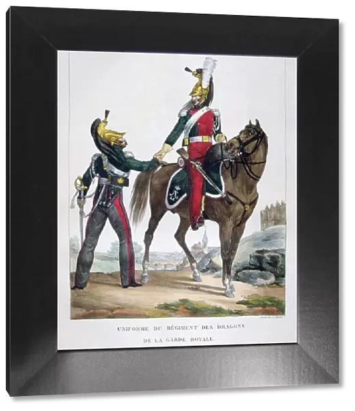Uniform of a regiment of dragoons of the royal guard, France, 1823. Artist: Charles Etienne Pierre Motte